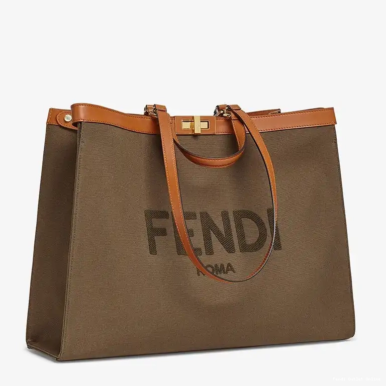 Cheap Fendi ROMA X-Tote In Brown Canvas Medium Peekaboo Logo 0427